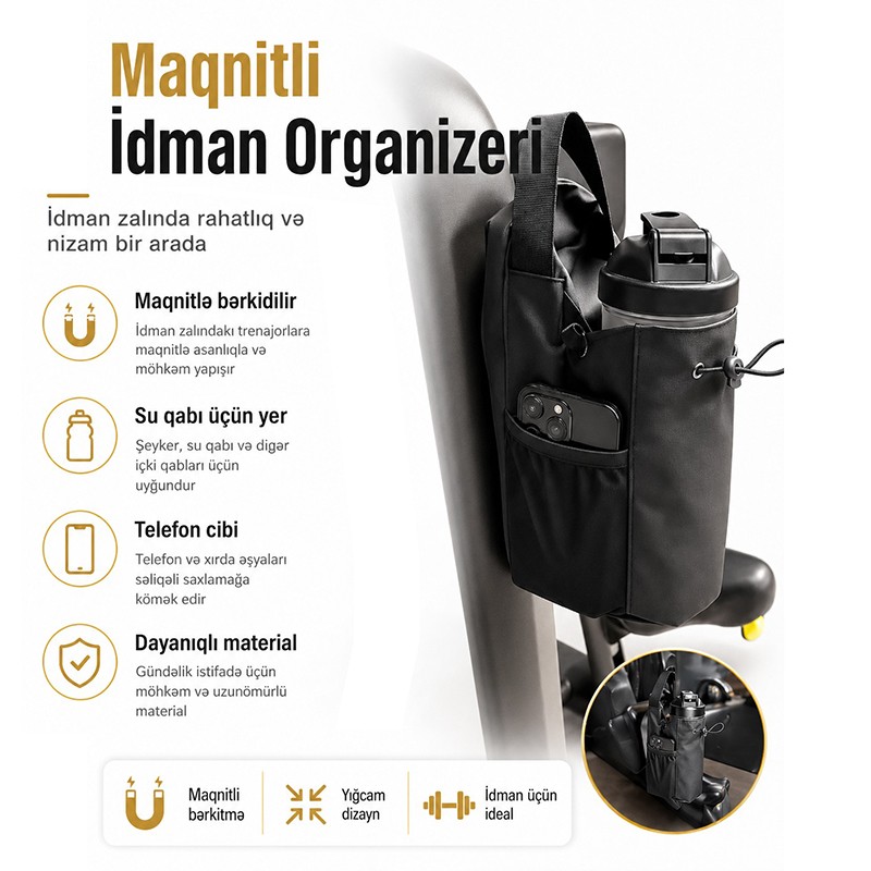 Maqnitli su qabı idman çantası